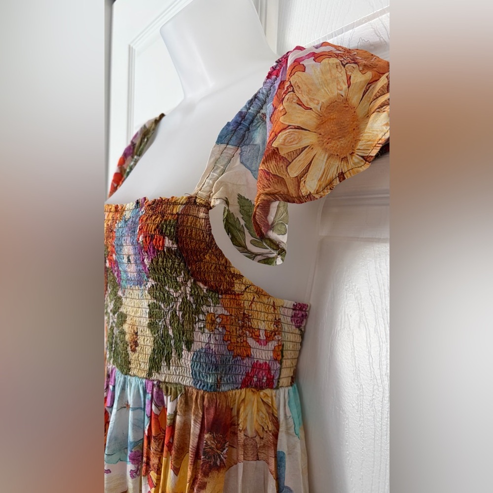 Anthropologie Moxy Collective Floral Maxi Dress Size XS Sheer - Picture 7 of 15